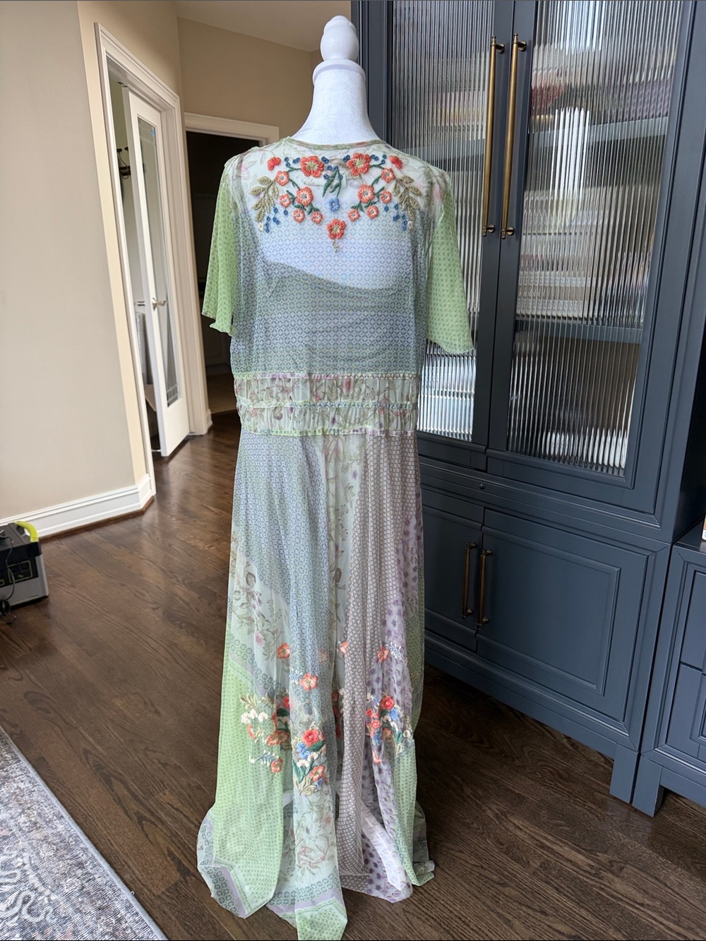 Johnny Was Light Green Floral Maxi Dress - Picture 9 of 12